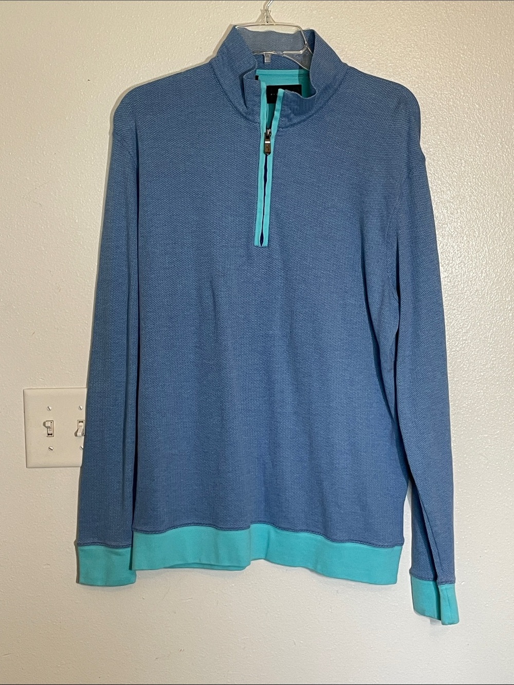 Bobby Jones Blue Quarter-Zip Pullover with Teal Trim